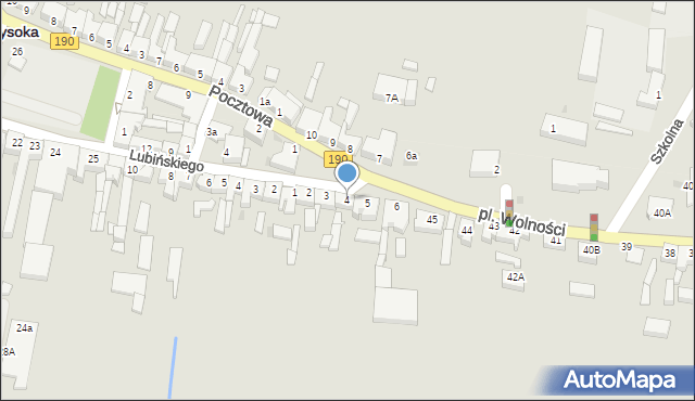 Wysoka, Plac Wolności, 4, mapa Wysoka