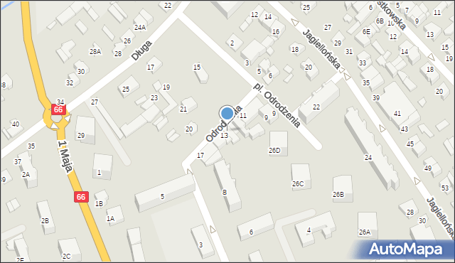 Wysokie Mazowieckie, Plac Odrodzenia, 12, mapa Wysokie Mazowieckie