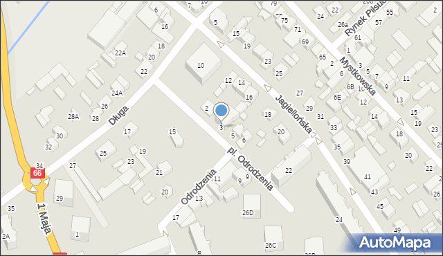 Wysokie Mazowieckie, Plac Odrodzenia, 3, mapa Wysokie Mazowieckie