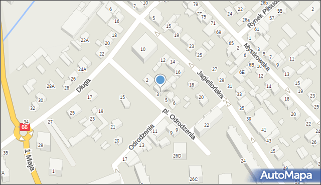 Wysokie Mazowieckie, Plac Odrodzenia, 4, mapa Wysokie Mazowieckie