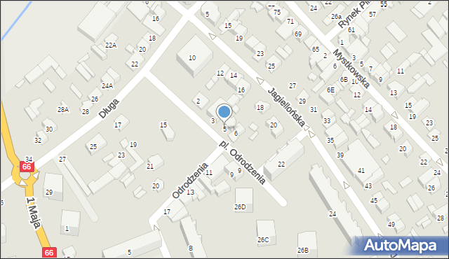 Wysokie Mazowieckie, Plac Odrodzenia, 5, mapa Wysokie Mazowieckie