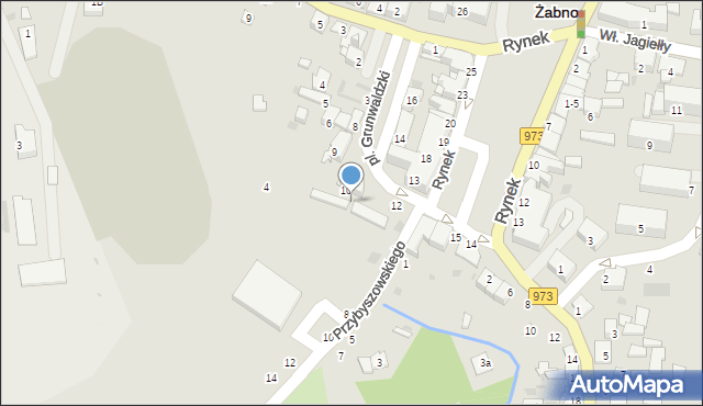 Żabno, Plac Grunwaldzki, 11, mapa Żabno