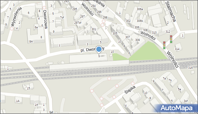 Zabrze, Plac Dworcowy, 7, mapa Zabrza