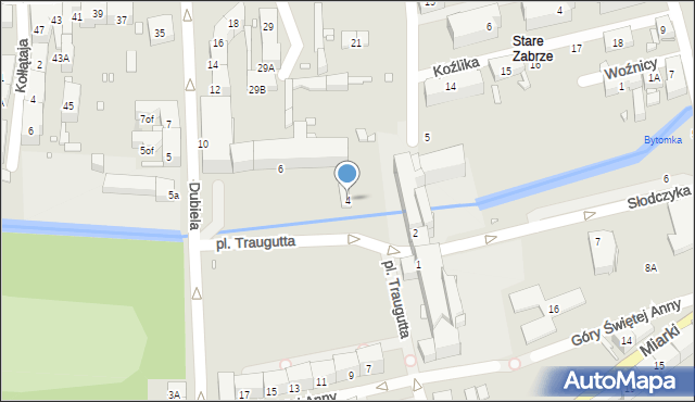Zabrze, Plac Traugutta Romualda, gen., 4, mapa Zabrza