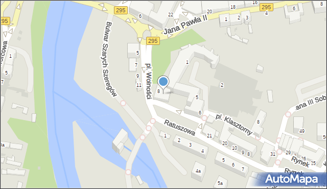 Żagań, Plac Wolności, 8, mapa Żagań