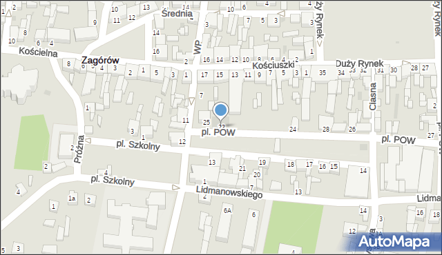 Zagórów, Plac Polskiej Organizacji Wojskowej, 23, mapa Zagórów