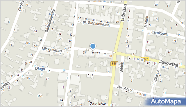 Zaklików, Plac Sienkiewicza Henryka, 23, mapa Zaklików