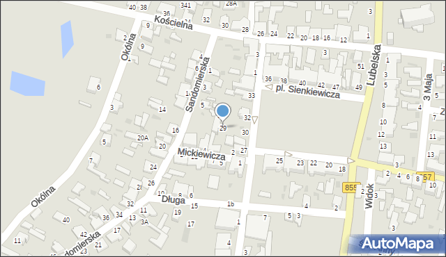Zaklików, Plac Sienkiewicza Henryka, 29, mapa Zaklików