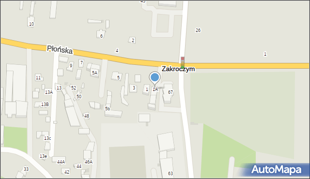 Zakroczym, Płońska, 1A, mapa Zakroczym