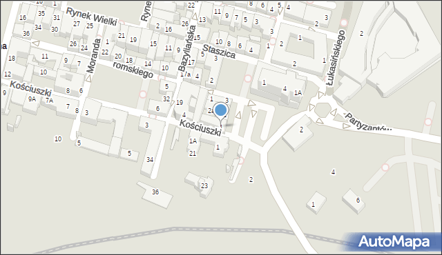 Zamość, Plac Wolności, 1, mapa Zamościa