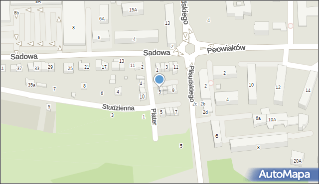 Zamość, Plater Emilii, 3, mapa Zamościa