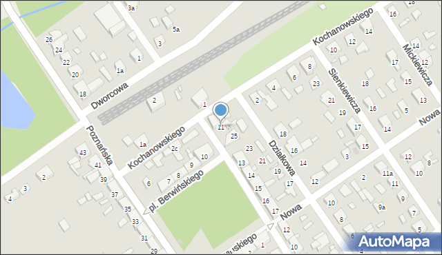 Zaniemyśl, Plac Berwińskiego, 11, mapa Zaniemyśl