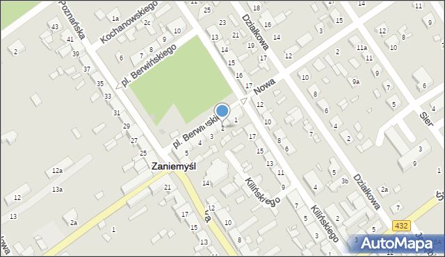 Zaniemyśl, Plac Berwińskiego, 2, mapa Zaniemyśl