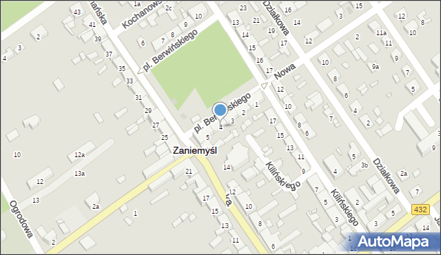 Zaniemyśl, Plac Berwińskiego, 4, mapa Zaniemyśl
