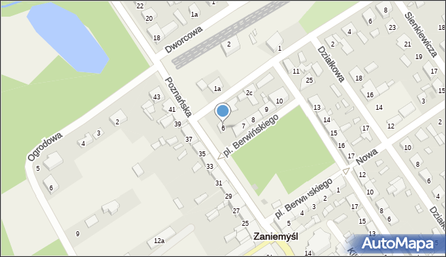 Zaniemyśl, Plac Berwińskiego, 6, mapa Zaniemyśl