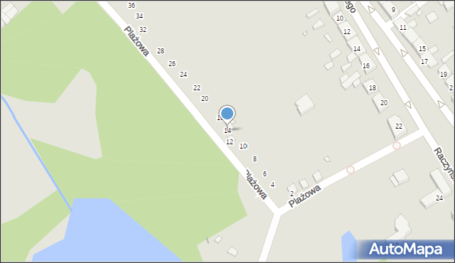 Zaniemyśl, Plażowa, 14, mapa Zaniemyśl