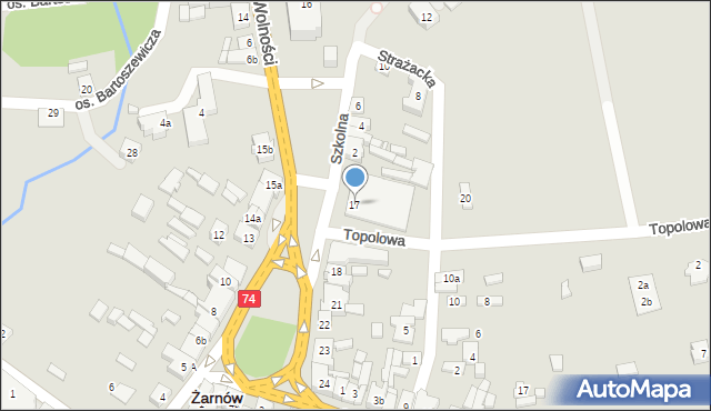 Żarnów, Plac Piłsudskiego Józefa, marsz., 17, mapa Żarnów
