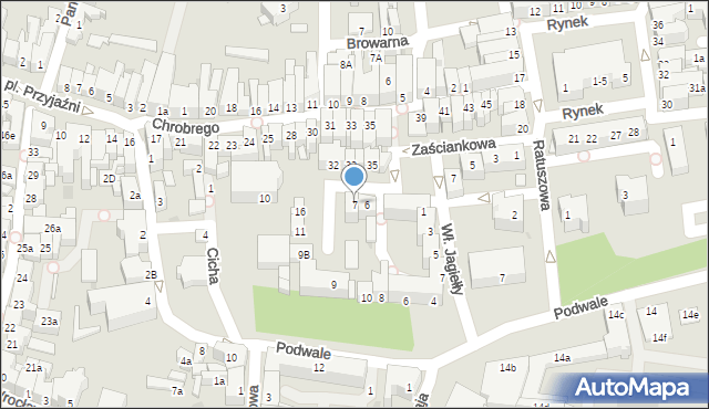 Żary, Plac Kaczy Rynek, 7, mapa Żary