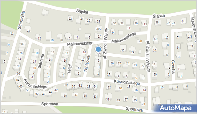 Żary, Plac Żwirki i Wigury, 6, mapa Żary