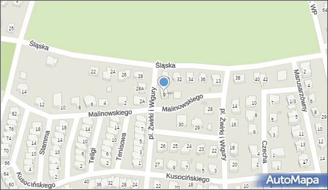 Żary, Plac Żwirki i Wigury, 9, mapa Żary
