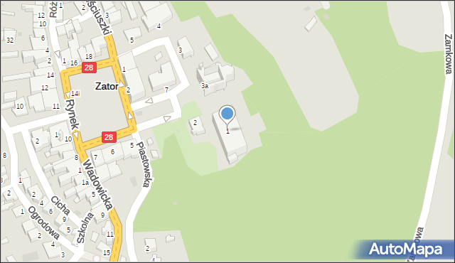 Zator, Plac Kościuszki Tadeusza, gen., 1, mapa Zator
