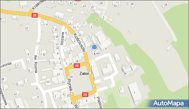 Zator, Plac Kościuszki Tadeusza, gen., 5, mapa Zator
