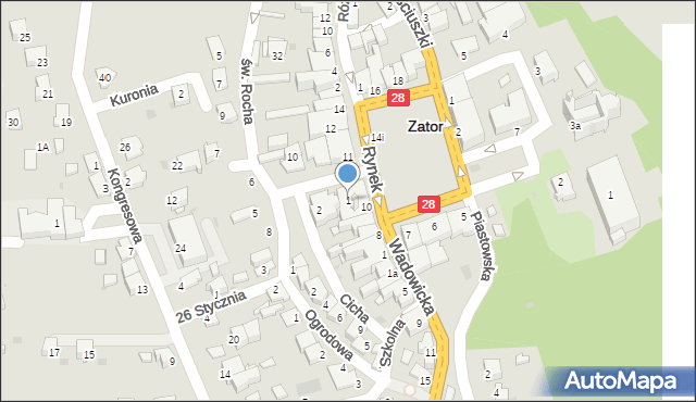 Zator, Plac Piłsudskiego Józefa, marsz., 1, mapa Zator