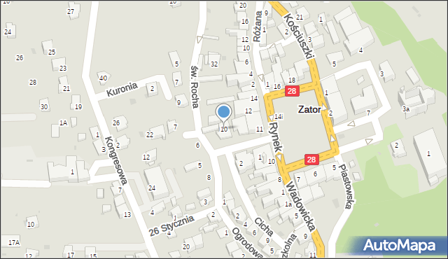 Zator, Plac Piłsudskiego Józefa, marsz., 10, mapa Zator