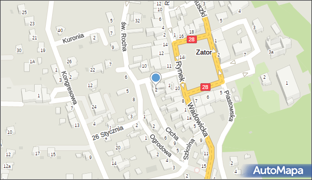 Zator, Plac Piłsudskiego Józefa, marsz., 2, mapa Zator