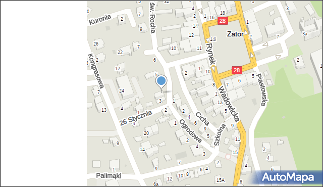 Zator, Plac Piłsudskiego Józefa, marsz., 3, mapa Zator