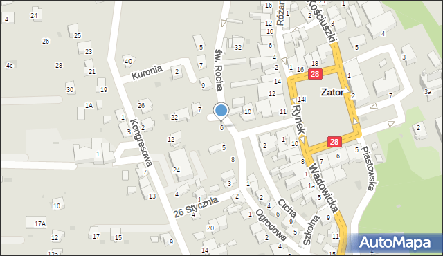 Zator, Plac Piłsudskiego Józefa, marsz., 6, mapa Zator