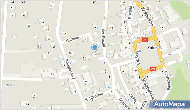 Zator, Plac Piłsudskiego Józefa, marsz., 7, mapa Zator