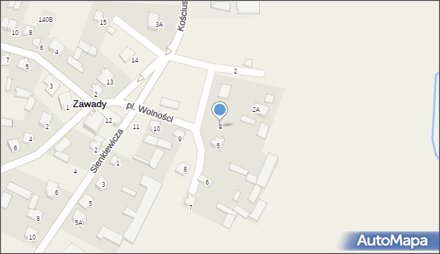 Zawady, Plac Wolności, 4, mapa Zawady