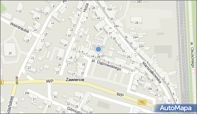 Zawiercie, Plac Dąbrowskiego Jarosława, gen., 16, mapa Zawiercie