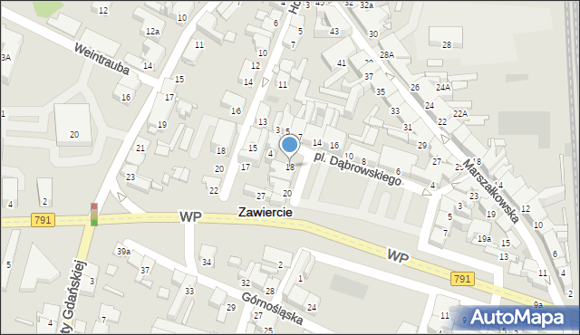 Zawiercie, Plac Dąbrowskiego Jarosława, gen., 18, mapa Zawiercie