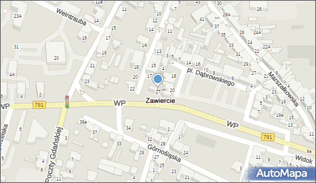 Zawiercie, Plac Dąbrowskiego Jarosława, gen., 27, mapa Zawiercie