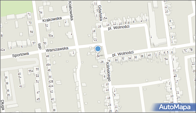 Zbąszynek, Plac Wolności, 24, mapa Zbąszynek