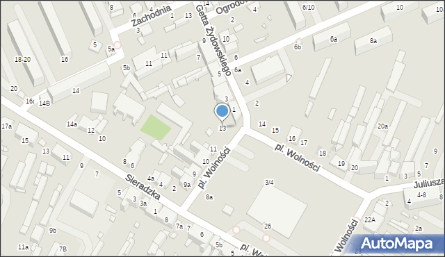 Zduńska Wola, Plac Wolności, 13, mapa Zduńska Wola