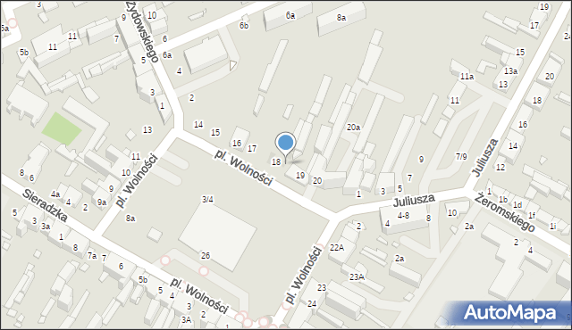 Zduńska Wola, Plac Wolności, 18a, mapa Zduńska Wola