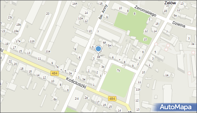 Zelów, Plac Dąbrowskiego Jarosława, gen., 4a, mapa Zelów