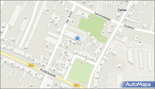 Zelów, Plac Dąbrowskiego Jarosława, gen., 6a, mapa Zelów