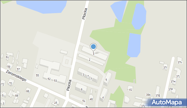 Zelów, Płocka, 1, mapa Zelów