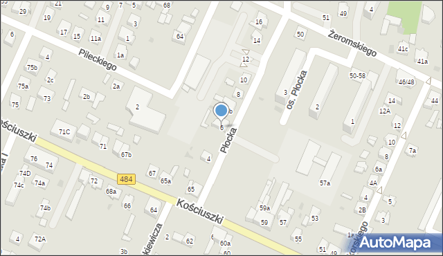 Zelów, Płocka, 6, mapa Zelów