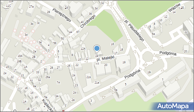 Zielona Góra, Plac Matejki Jana, 14, mapa Zielona Góra