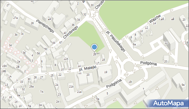 Zielona Góra, Plac Matejki Jana, 16, mapa Zielona Góra
