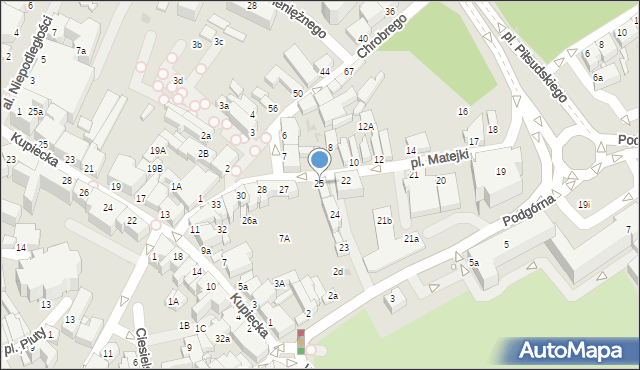 Zielona Góra, Plac Matejki Jana, 25, mapa Zielona Góra