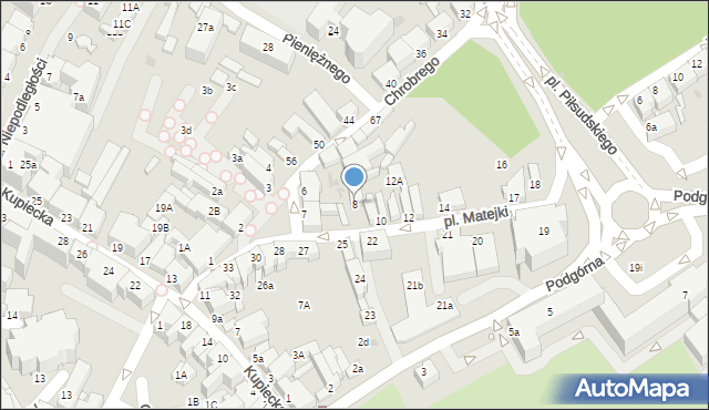 Zielona Góra, Plac Matejki Jana, 8, mapa Zielona Góra