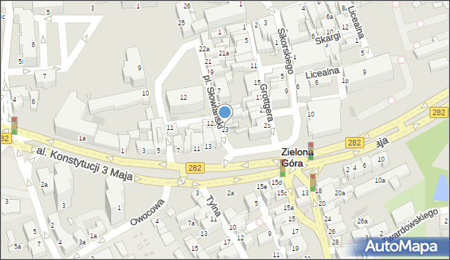 Zielona Góra, Plac Słowiański, 13, mapa Zielona Góra