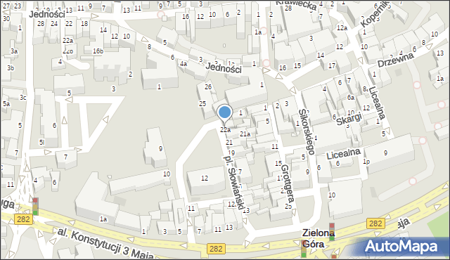 Zielona Góra, Plac Słowiański, 22a, mapa Zielona Góra