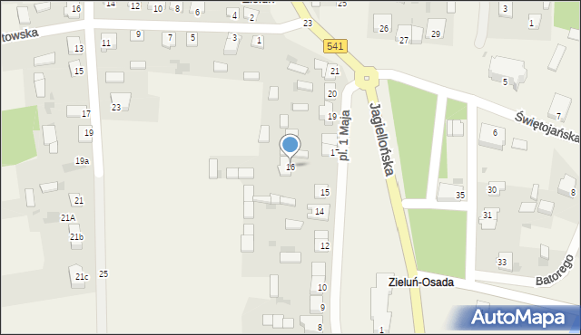 Zieluń-Osada, Plac 1 Maja, 16, mapa Zieluń-Osada